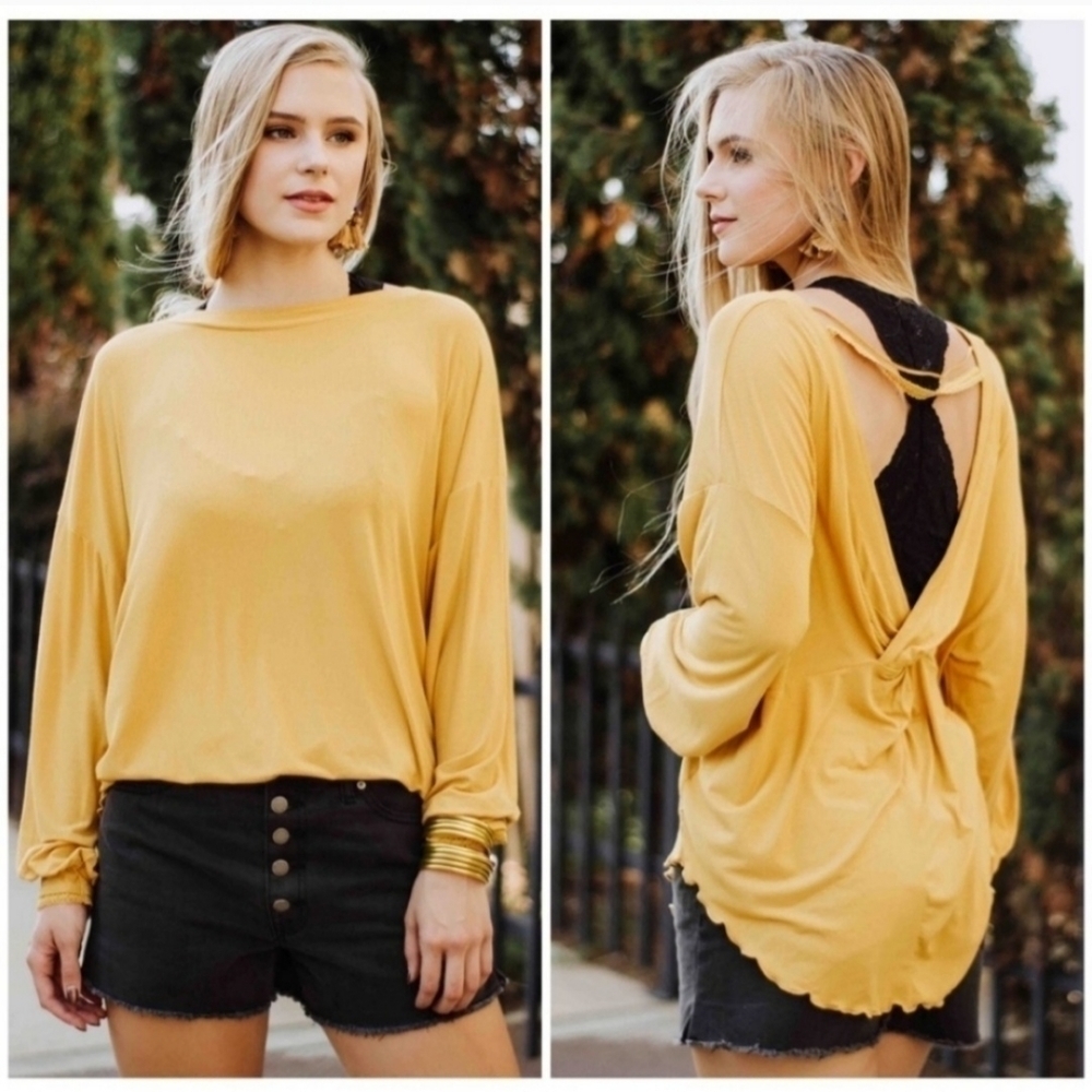 Free People Ribbed Shimmy Shake Top Gold Size Xsmall Oversized Nwt